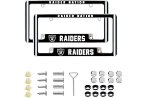 ZTHGS 2Pcs Premium Full Color Aluminum Alloy License Plate Frame for Raiders 4 Screw Tag Holder，12" x 6" Laser Cut Aluminum Alloy Frame - Car/Truck/SUV Automobile Accessory (NF1-14)