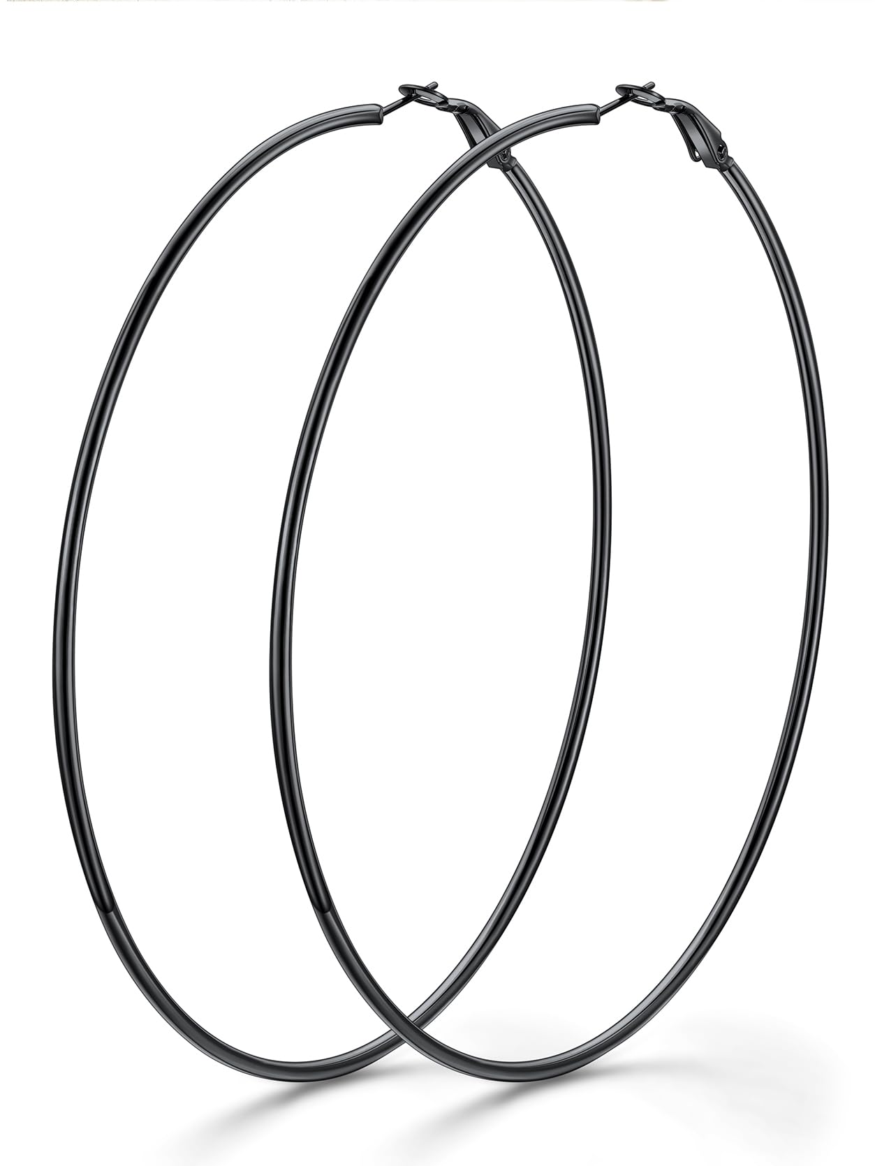 Black Large Earring Hoops Women's Big Stainless Steel Round Hoop Earrings 100MM