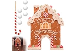 Gingerbread Golf Game Set, Christmas Indoor Family Game for Kids & Adults, Holiday Wooden Golf Toy with Candy Cane Stick and 