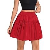 Urban CoCo Women's Elastic Waist Y2K Bubble Mini Skirt Puff Hem Balloon Short Skirts