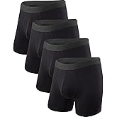 BAMBOO COOL Men's Underwear Boxer Briefs Fly with Built-in 3D Pouch Comfortable Cool Underwear for Men 4 Pack