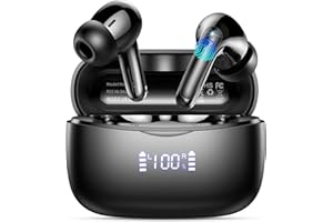 WEURGHY Wireless Earbuds, 2024 Bluetooth 5.3 Headphones Stereo Deep Bass, 56H Playtime with LED Display, IP7 Waterproof in Ear Earbuds, Noise Cancelling Mic Ear Buds, for laptops/tablets/mobile phones/sports