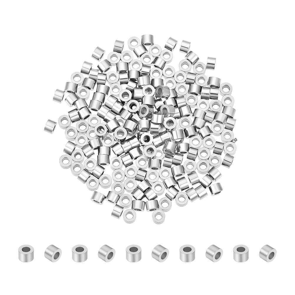 UNICRAFTALE 200pcs 3mm Column Spacer Beads 1.5mm Hole Stainless Steel Beads Loose Beads Metal Beads for for Jewelry Making Necklaces Bracelets Stainless Steel Color