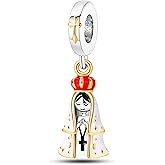 NUJIFFY 925 Sterling Silver Charms Beads for Bracelets Necklaces Blue Virgin Mary Charms Retro Blessed Mother Lucky Charm Jewelry Gifts for Women