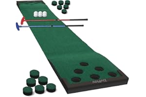 ZIVPLAY Golf Pong Putting Game Golf Beer Pong Putt Putt Golf Set with 2 Putter Golf Balls for Adults Indoor Outdoor Green Color 11 Feet