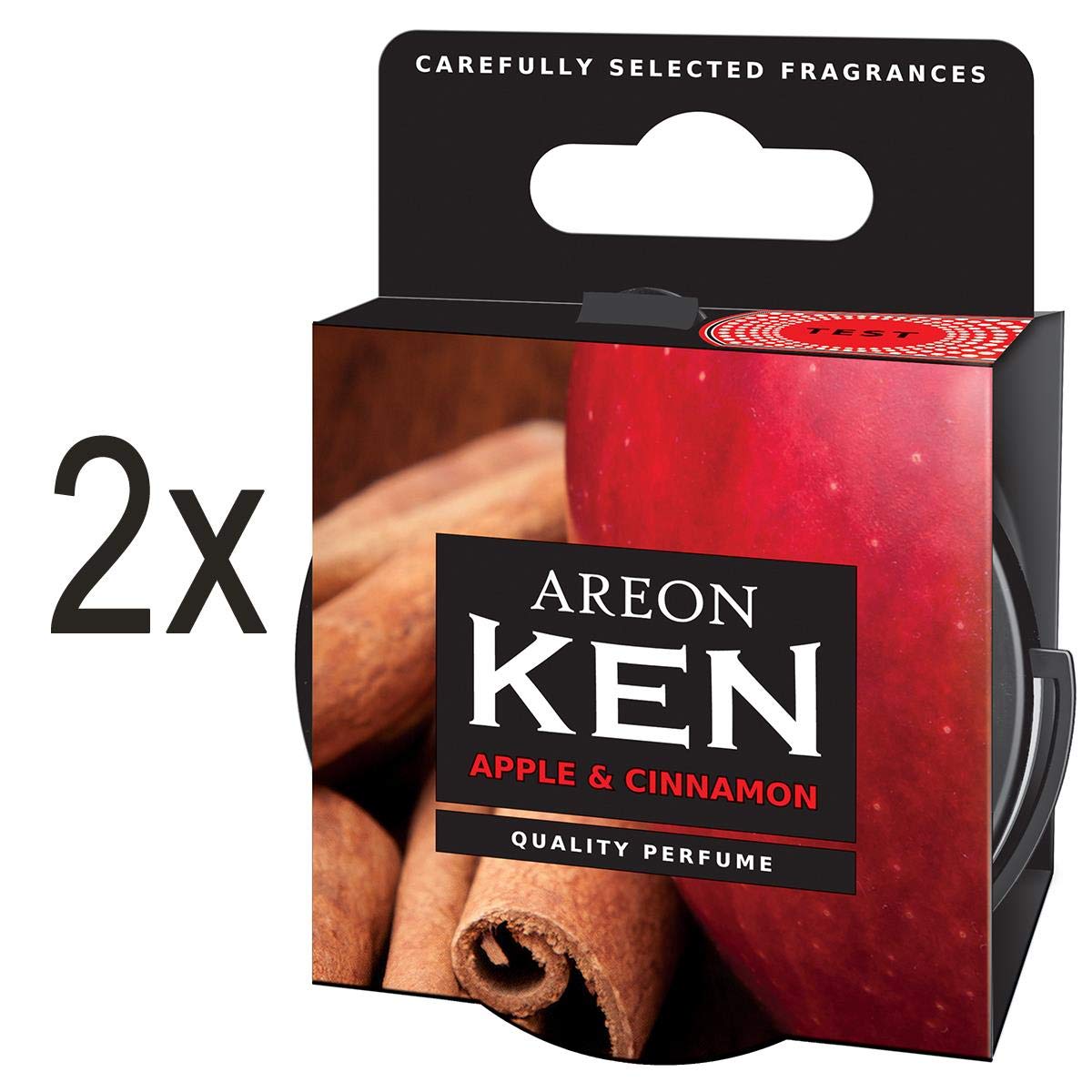 Areon Ken Car Air Freshener Apple and Cinnamon Sweets Scent Tin Can Mini Home Top Up Adjustable Vented Lid 3D Multi Pack Set of 2