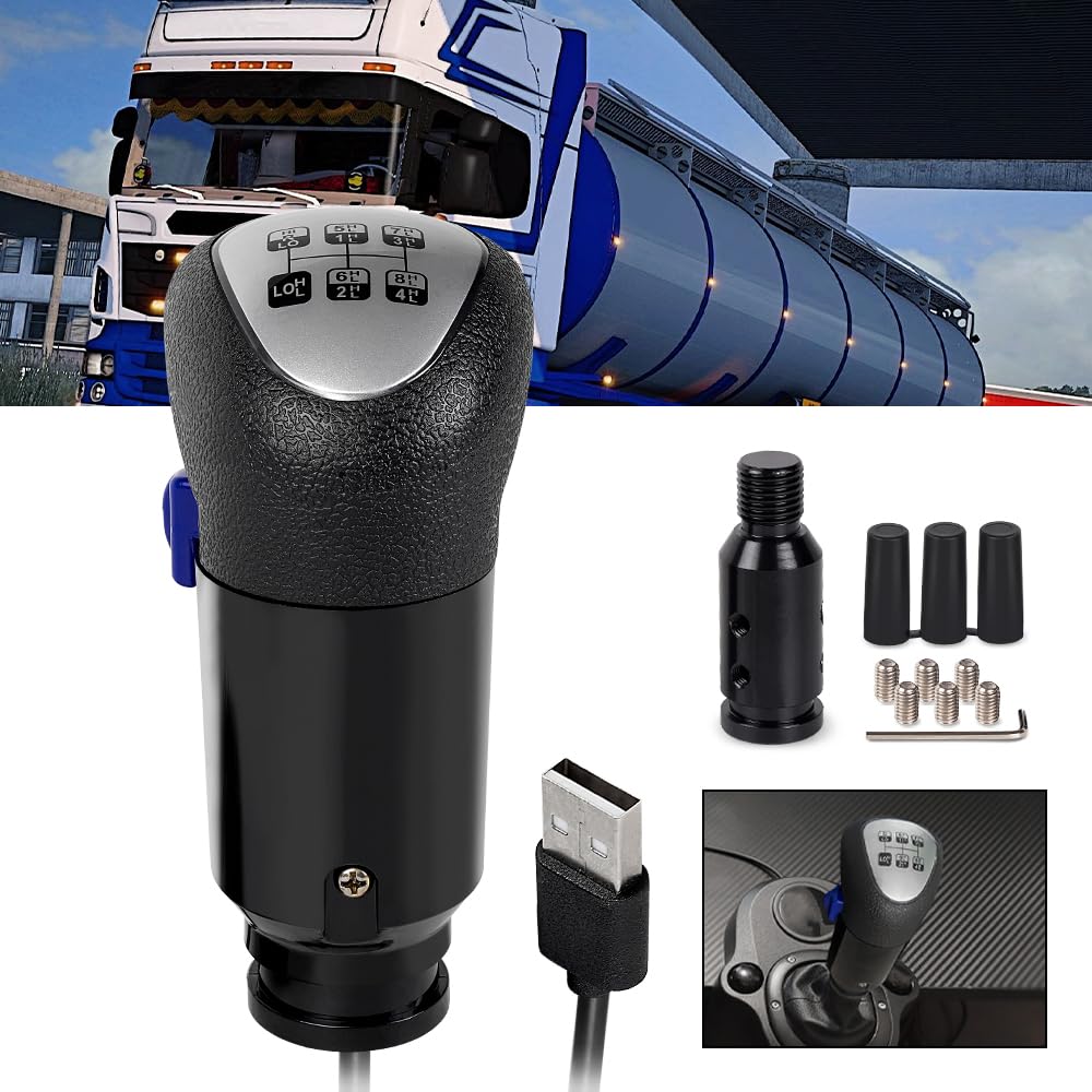 RASTP USB American Truck Simulator Shifter, Gearshift Knob for ATS & ETS2 Games Compatible with Logitech G27 G29 G920 Thrustmaster TH8A Fanatec SQ, PC Sim Racing Shifter (Style 3)