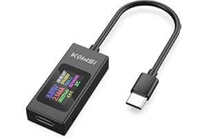 YEREADW USB C Tester Power Meter 4-30V 0-6.5A, Voltage and Current Tester Meter, USB Capacity, Temperature, Working Time Amme