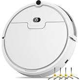 Robot Vacuum Cleaner, Upgraded Tangle-Free Suction Robotic Vacuum Cleaners for Pet Hair, 120 Mins Runtime, Self-Charging Robot Vacuums for Home Hard Floors (White)