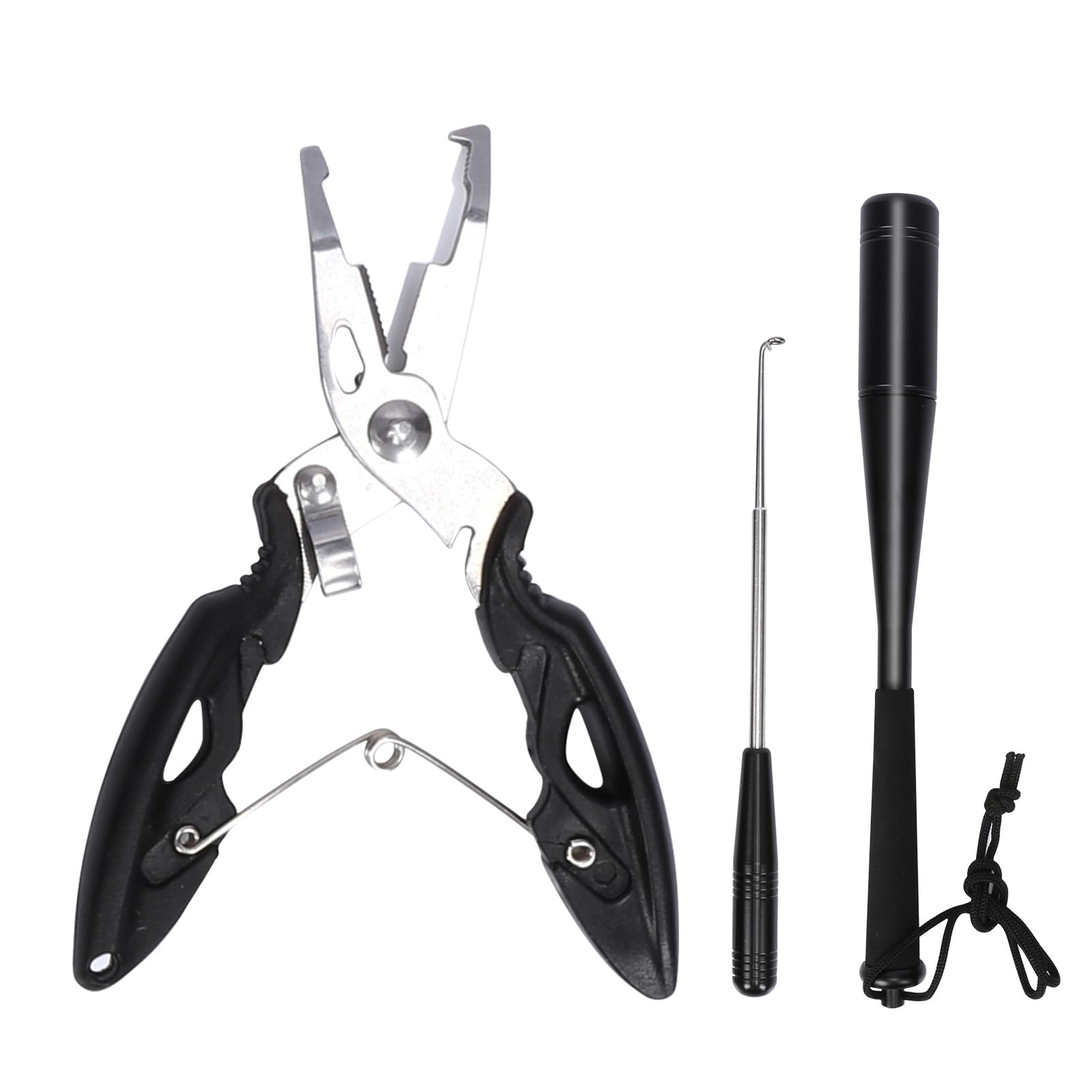 HONMOK 3Pcs Fishing Multi Tools Set with Fishing Priest, Fishing Plier, and Hook Remover Fishing Disgorgers Fish Killer Bat, Stainless Steel Fishing Accessories Set Sea Carp Fishing Tackle Bundle