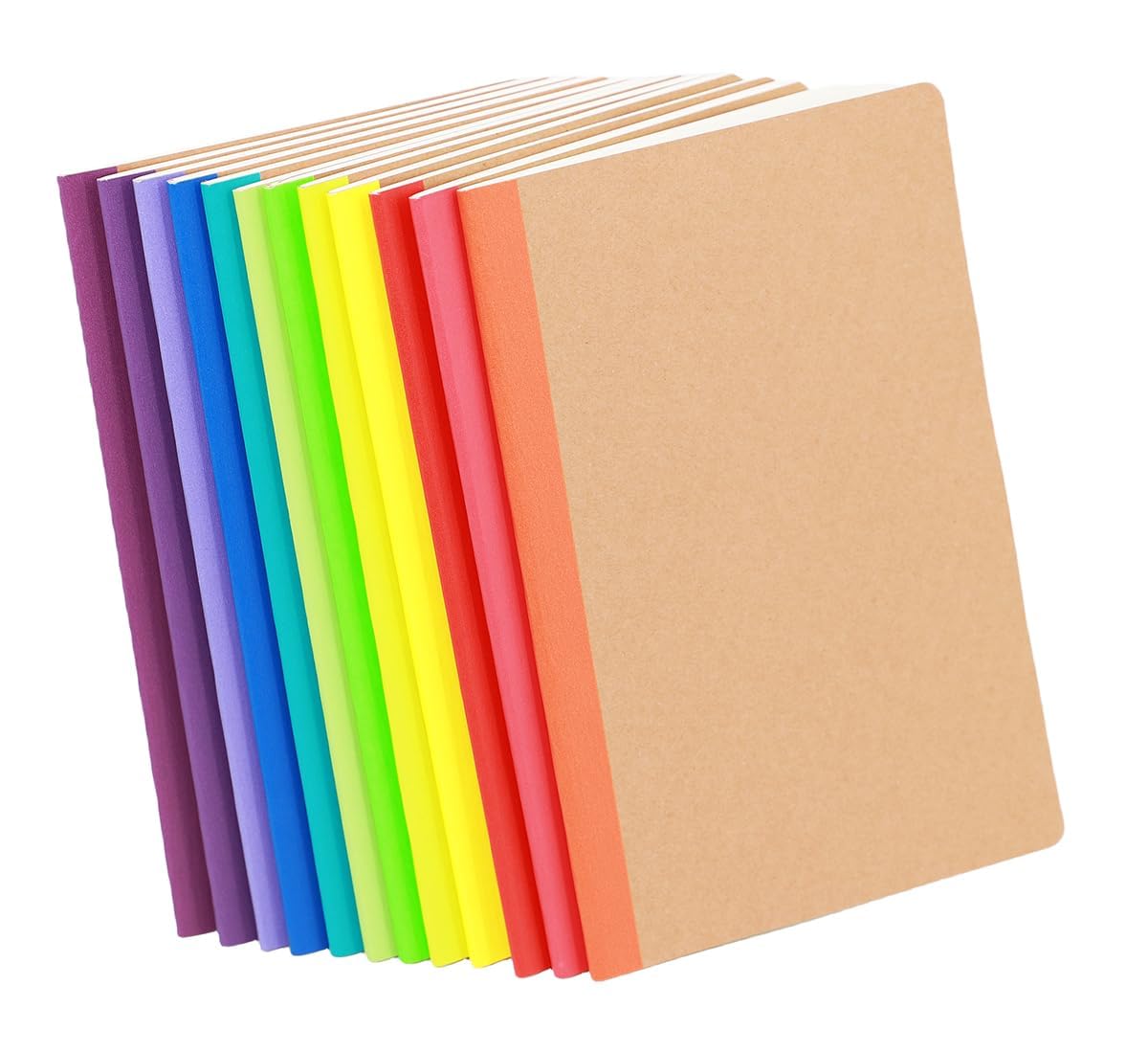 Photo 1 of Zegrox 12 Pack Notebooks Bulk, Kraft Cover Lined Blank College Ruled Travel Journals with Rainbow Spines For Women Students Business, 60 Pages, 8.3”x 5.5”, A5, 12 Colors
