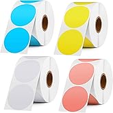Teling 1.5 Inch 2400 Labels Circle Direct Thermal Sticker Labels Self-Adhesive Round Thermal Printer Stickers for Color Coding DIY Envelope Seal Inventory Business Labeling Compatible with Rollo