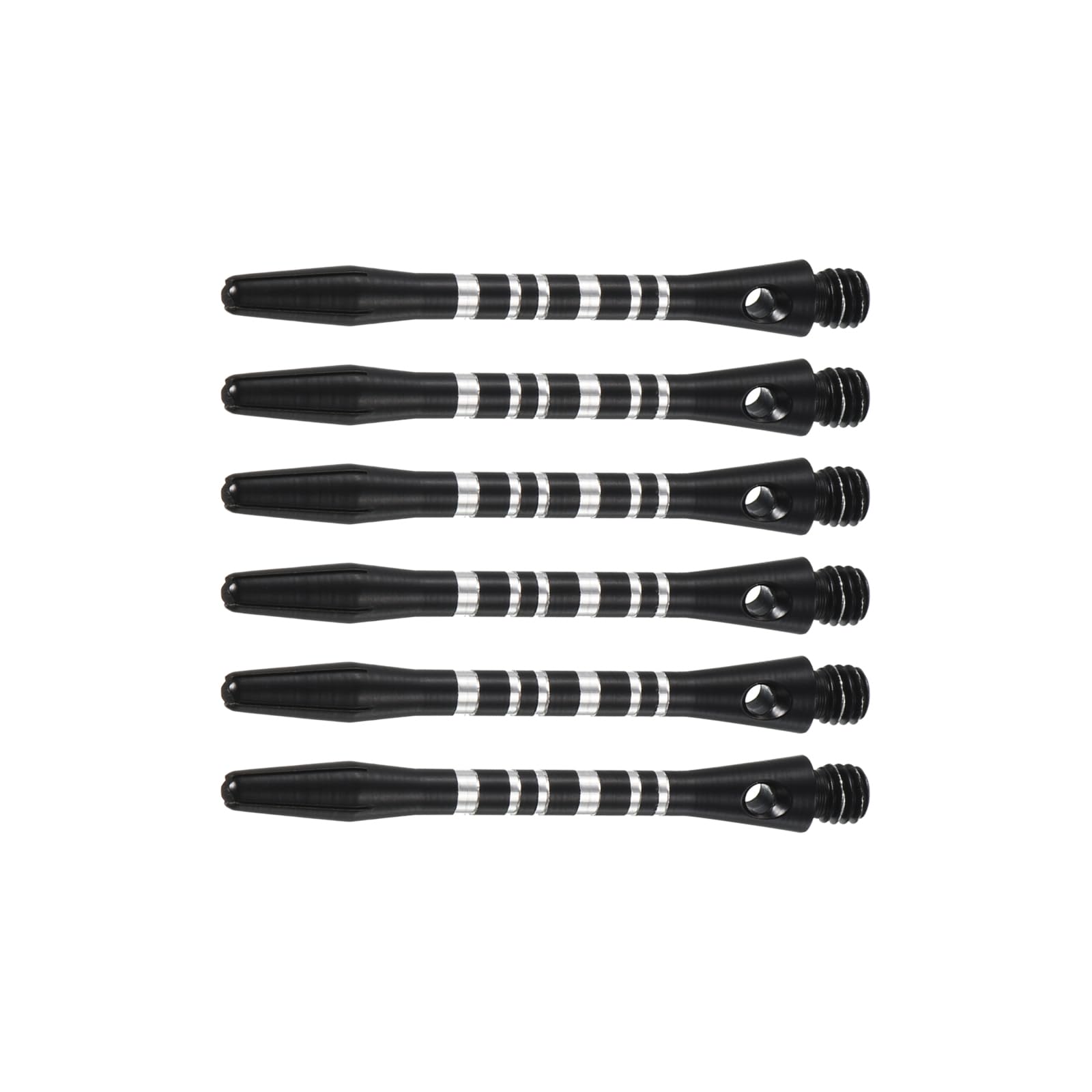 M METERXITY 6 Pack Darts Shafts - Aluminum Darts Stems Medium 2BA Thread, Apply to Darts Games/Darts Sports/Entertainmence (45mm, Silver Tone, Black)