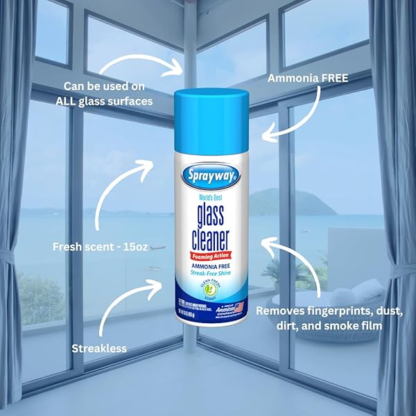 SPRAYWAY AMMONIA-FREE GLASS CLEANER, FOAMING ACTION – STREAKLESS SHINE, 15 OUNCE (PACK OF 1)