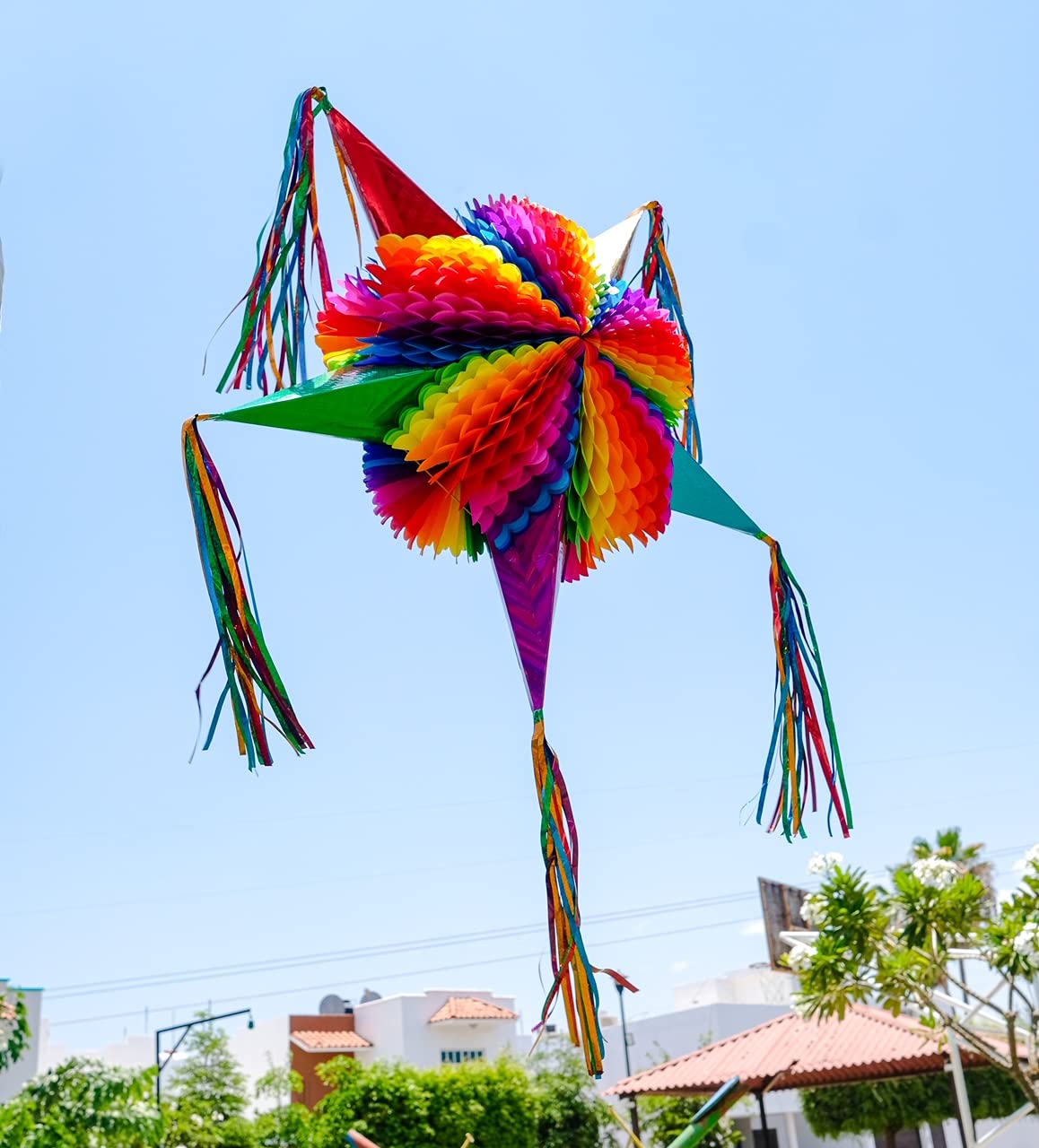 Mexican Star Pinata Festive Rainbow Colorful Pinatas Party Decorations 32 Inch Authentica Birthday Pinata for Kids Birthday Party Dia de Los Muertos Big Mixed Colors Foldable Pinata, 5 de Mayo