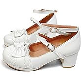 MEOTINA Cute Bow Heels Mary Janes Shoes Women Dress Platform Strappy High Heels Kawaii Shoes