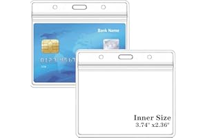 LEADER JIN 10 Packs Extra Thick Horizontal ID Card Name Tag Badge Holder with Waterproof Type Resealable Zip (3.74x2.36 Inches)