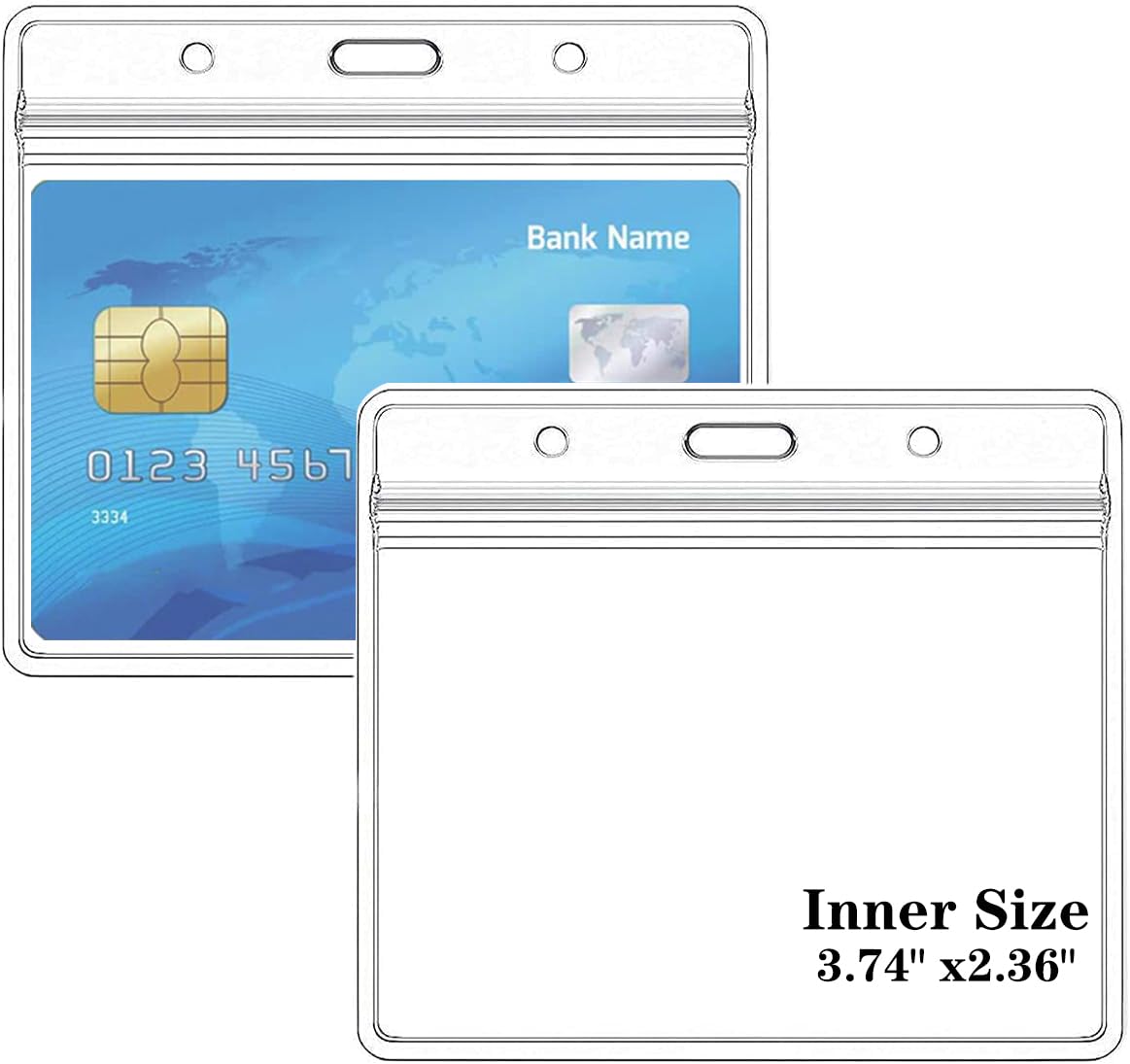 Photo 1 of 10 Packs Extra Thick Horizontal ID Card Name Tag Badge Holder with Waterproof Type Resealable Zip (3.74x2.36 Inches)