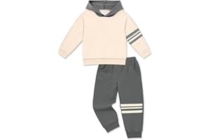 Perdeca Toddler Boy Clothes Color Blocking Hooded Sweatshirts Pants Set Toddler Boy Fall Winter Outfits 2T-7Y