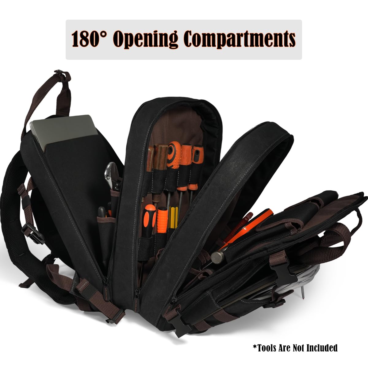 WELKINLAND 90-Pockets Electrician Backpack, Wax-Canvas Tool Backpacks Heavy Duty, Convenient Work Tool Back pack With Pockets