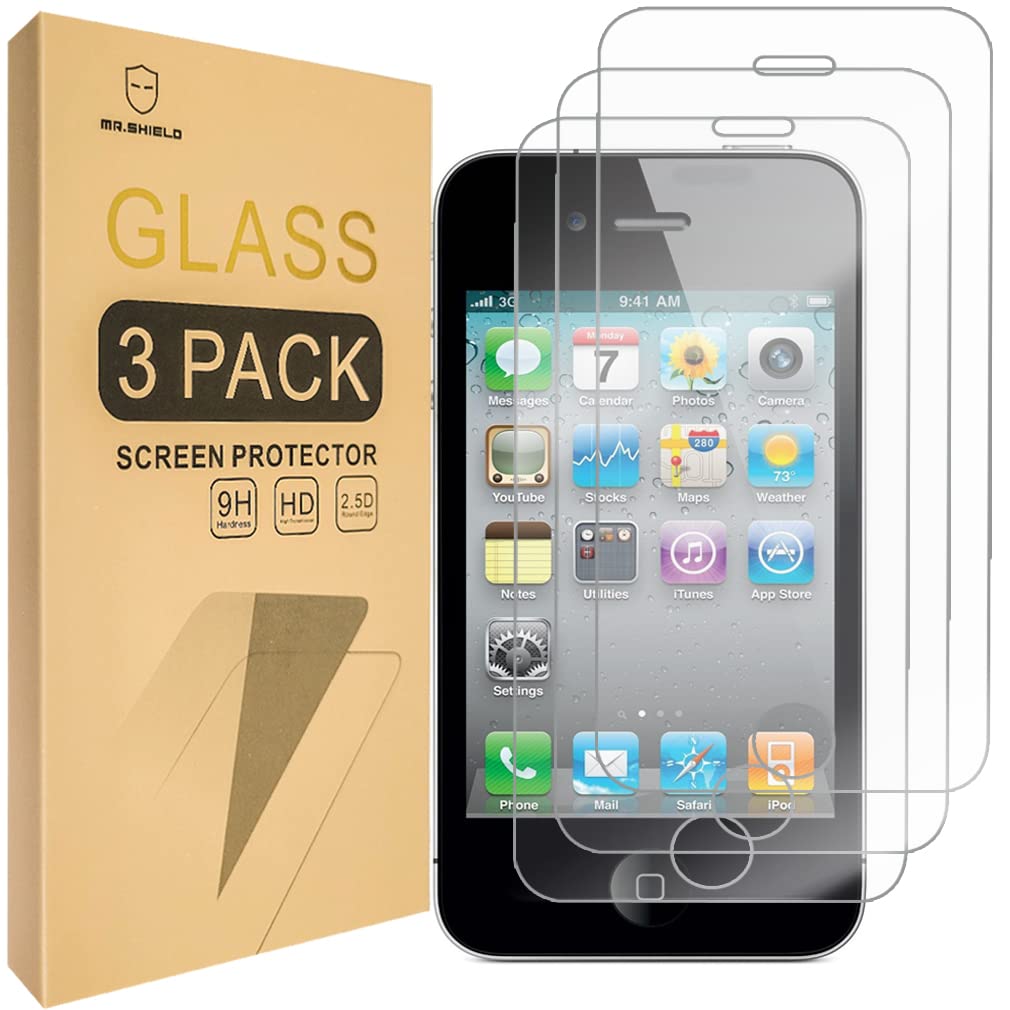 Photo 1 of Mr.Shield [3-PACK] Designed For iPhone 4 / 4S [Tempered Glass] Screen Protector with Lifetime Replacement