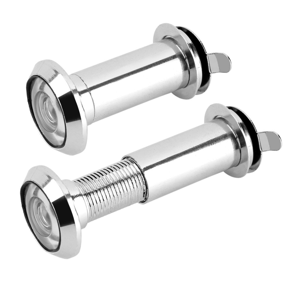 1 Pair Peephole Door Viewer 220-Degree Hole Viewer Door Viewer with Privacy Cover, Barrel Diameter 14mm, for Thickness 35mm to 55mm Doors, Brushed Chrome Finish