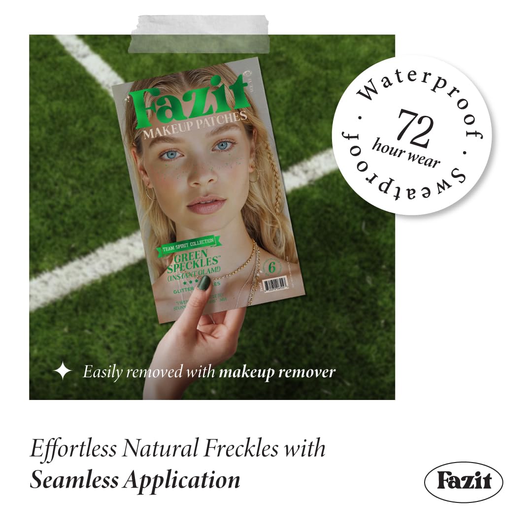 Fazit Makeup Patches - Green Speckles - Glow Up Make-Up Patches - Cute Glitter Makeup Accessories for Women - Cosmetic Glitter for Face