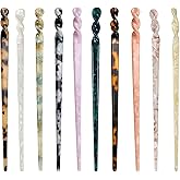 BetterJonny Acetate Hair Sticks - 10 Pcs, 17.5cm Tortoise Shell Hair Styling Accessories for Women & Girls' Hair Buns & Chign