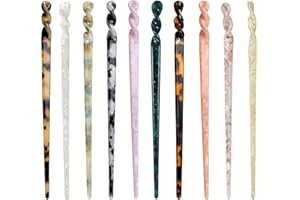 BetterJonny Acetate Hair Sticks - 10 Pcs, 17.5cm Tortoise Shell Hair Styling Accessories for Women & Girls' Hair Buns & Chign
