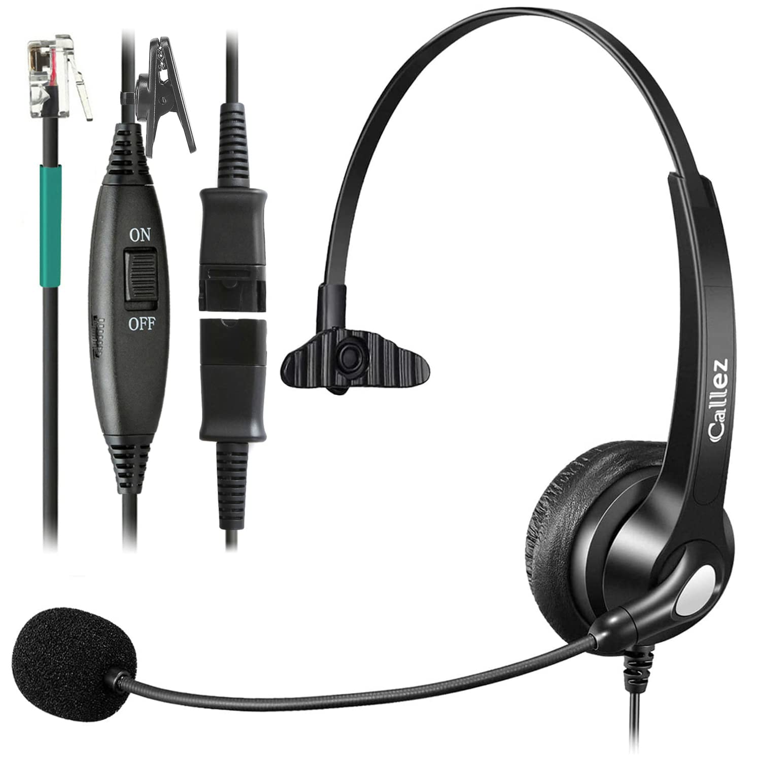 RJ9 Telephone Headset with Mic Noise Cancelling & Quick Disconnect, Mono Phone Headset Compatible with Polycom VVX411 VVX410 Mitel 5312 5320 BT Converse Paragon Avaya NEC ShoreTel Landline Deskphones