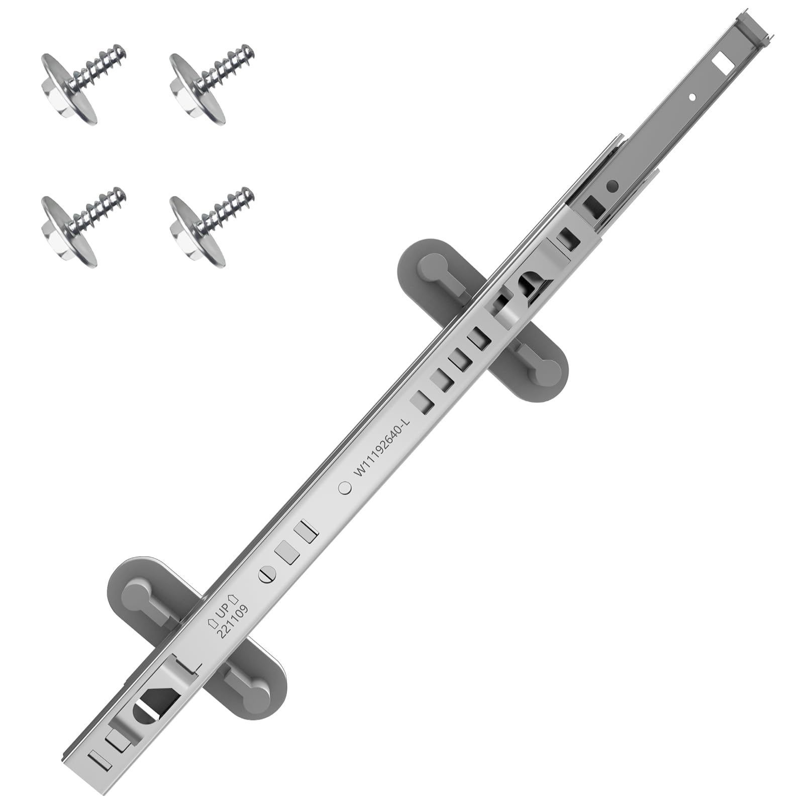 Photo 1 of UPGRADED W11259785 Dishwasher Upper Dishrack Slide Track Compatible with Whirlpool Maytag Kenmore Jenn-Air Kitchenaid Dishwasher Upper Rack Parts - Stainless Steel Dishwasher Upper Silde Track Left