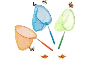 3Pcs Butterfly Nets, KAXANPI Telescopic Butterfly Net Extendable from 17CM to 65CM for Kids Catching Bugs Insect Outdoor Gard
