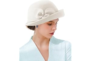 ORIDOOR Women Vintage Wool Felt Flowers Bucket Cloche Bowler Hat Church Wedding Dress Fascinator Hat Winter Felt Fedoras
