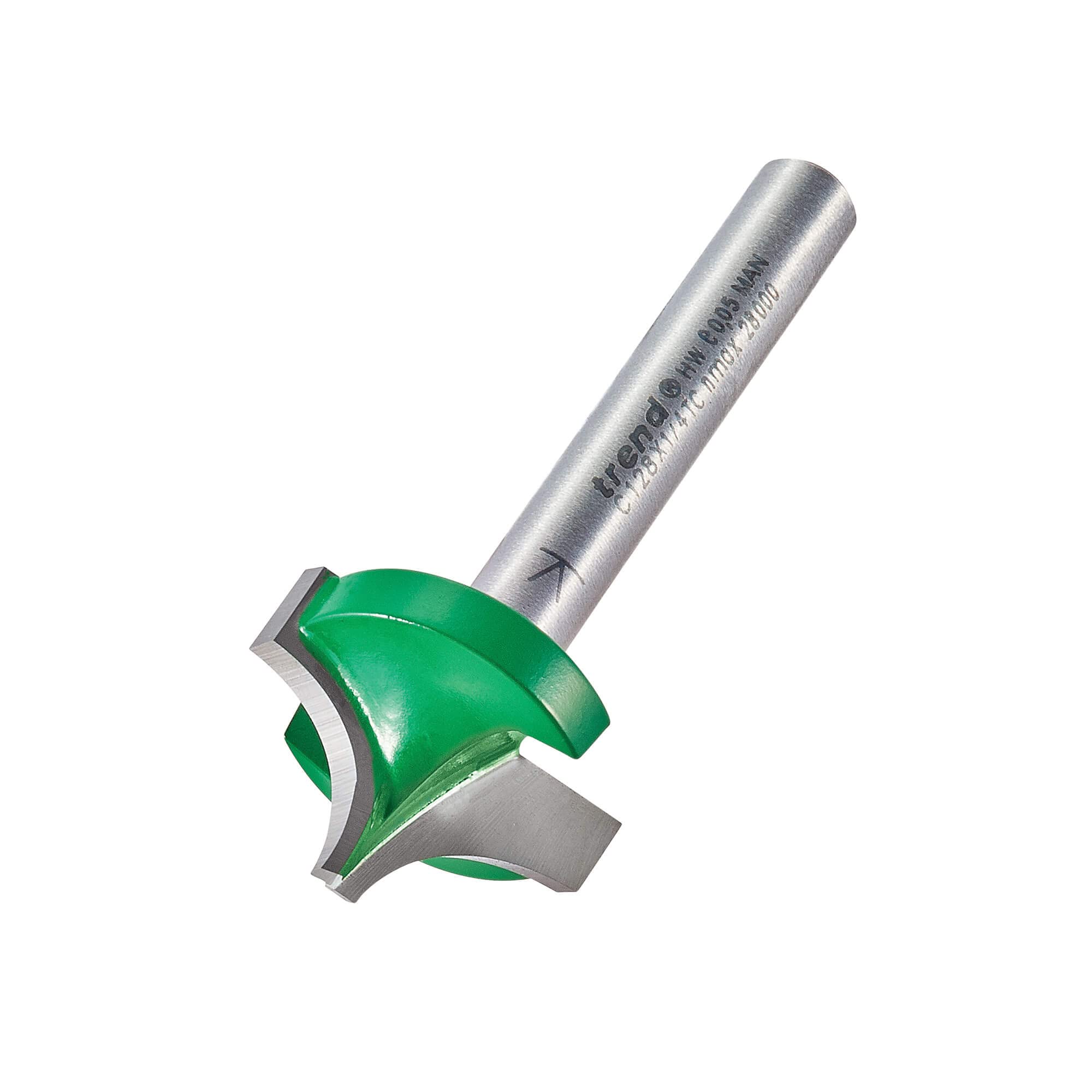 Trend CraftPro Ovolo Rounded Over Router Cutter, 1/4 Inch Shank, 4.8mm Radius and 22.2mm Cut Length, Tungsten Carbide Tipped, C128X1/4TC