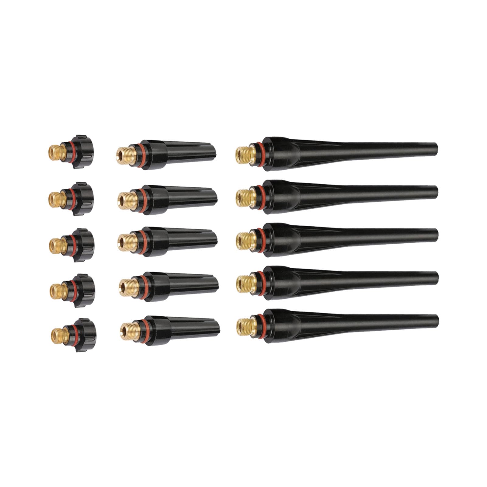 Fafeicy 15Pcs TIG Welding Back Cap Kit High Temperature Resistant Plastic Copper Complete Set for Long Medium Short Types