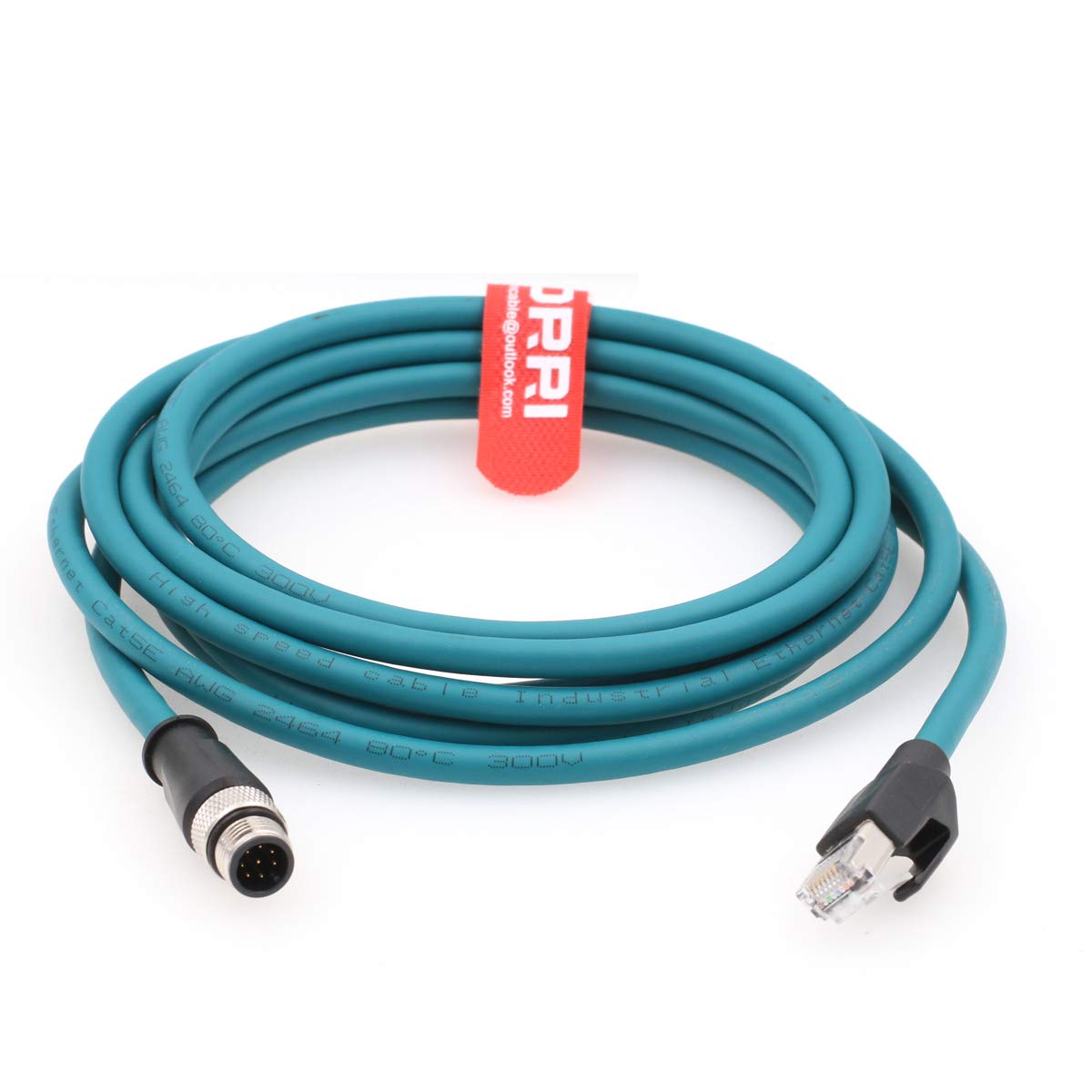 DRRI M12 Compatible with COGNEX Ccb-84901 Gigabit Ethernet Interface Cat6a Cable 8 Pin M12 to RJ45