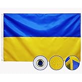 Double Sided Ukraine Flag 3x5 Ft Outdoor Ukrainian Flags Heavy Duty 210D Nylon, Sewn Stripes, Stronger Brass Grommets,4 Stitched Hemming, Perfect for Outside