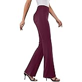 DLOODA Womens Dress Pants Stretchy Work Pants Business Casual Office Trousers Pull On Flare Slacks with 4 Pockets