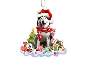 GENANY Cute 2-Sided Printed Husky Dog Christmas Ornaments 2023, Dog Ornaments for Christmas Tree, Christmas Ornaments 2023, Dog Christmas Ornaments, Dog Christmas Decorations for Tree