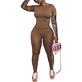 chicyes Workout 2 Piece Sets For Women Summer Casual Two Piece Outfits Short Sleeve Tops Long Pants Lounge Matching Set