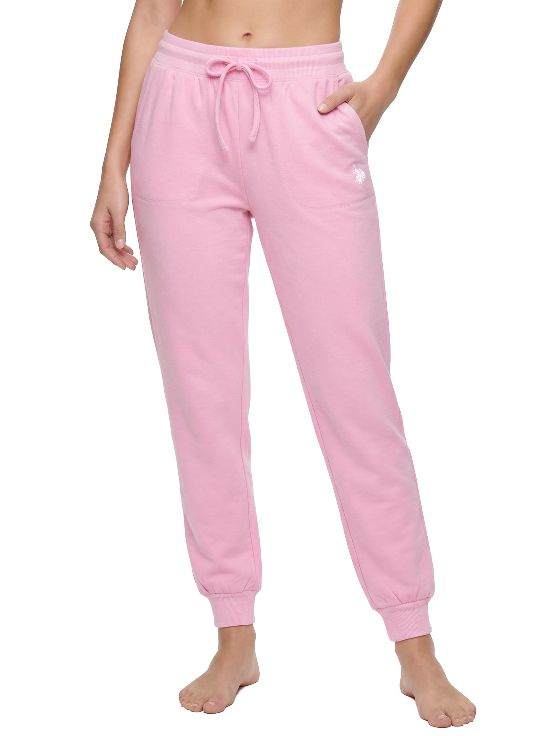 U.S. Polo Assn. Women's Jogger Sweatpants, Fleece-Backed, Pockets Valentines Gifts for Her (Rose Shadow Pink, Medium)