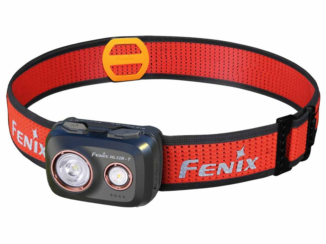 fenix HL32R-T Black, Lightweight Trail Running, Outdoor, Sports Headlamp | 800 lumens | 132m | 150 Hrs Max | White Spot and Neutral-White Flood LED's | Sport Headband System | IP66