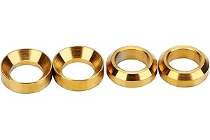 Bicycle Headset Spacer, 4Pcs TC4 Titanium Front Brake Caliper Gasket, M6 Titanium Alloy Screw Concave Convex Gasket Brake Cla