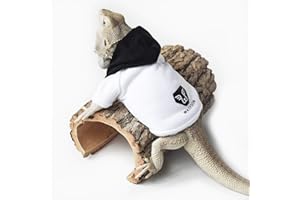 WATFOON Bearded Dragon Sweater Lizard Clothes Winter Hoodies Warm Coat Soft Touching for Leopard Reptile Gecko Anole Amphibians Apparel Cold Weather (L, Black White)