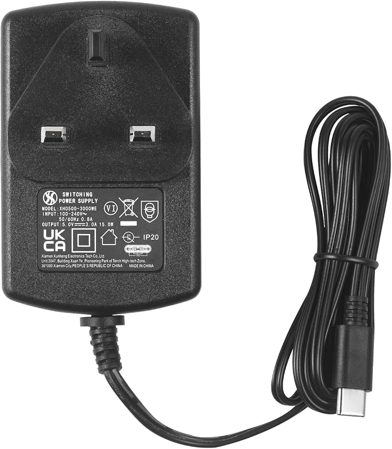 Security-01 AC to DC 5V 3A Power Adapter USB C Connector 1.5m UKCA RoHS