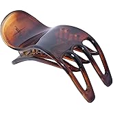 Parcelona French Simply Bear Paw Medium 3” Celluloid Non Slip Side Slide In Jaw Yoga for Fine Hair Fashion Durable Styling Women Hair Accessories Claw Clip for Girls, Made in France(Tortoise Shell)