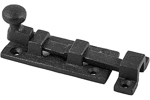 Renovators Supply Manufacturing Slide Bolt Latch 3.5 in. Black Wrought Iron Ball Tip Style Slide Bolt with Mounting Hardware