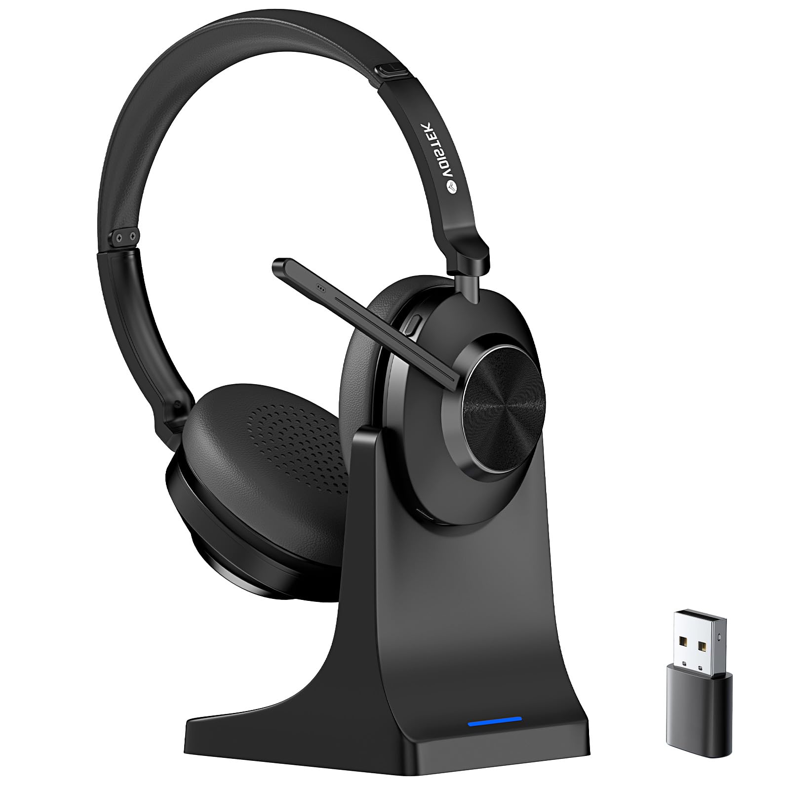 Photo 1 of Voistek Wireless Bluetooth Headset with Microphone for PC Laptop, Noise Cancelling Computer Headphones for Work, Office Calls, Teams, Zoom, Skype