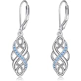 YFN Sterling Silver Celtic Knot Dangle Earrings Good Luck Irish Celtic Knot Leverback Dangles Earrings for Women