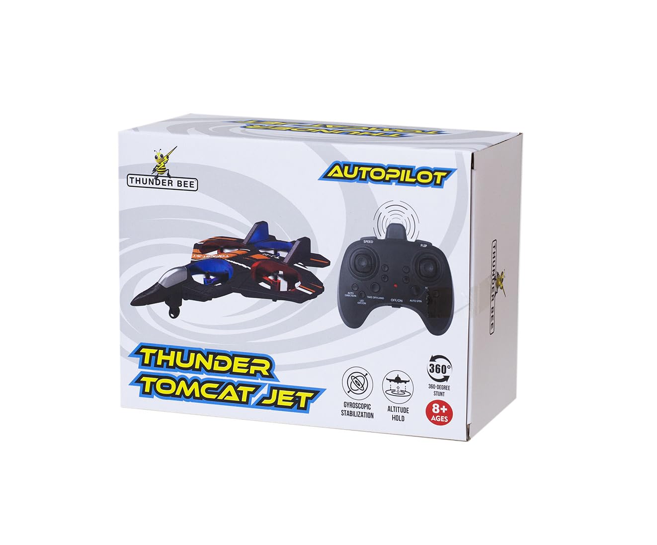 Buzz Toys Thunder Tomcat Jet – Remote Control Airplane with Autopilot, Gyroscopic Stabilization, Altitude Hold, 360° Stunt Mode, RC Jet for Kids Ages 8+
